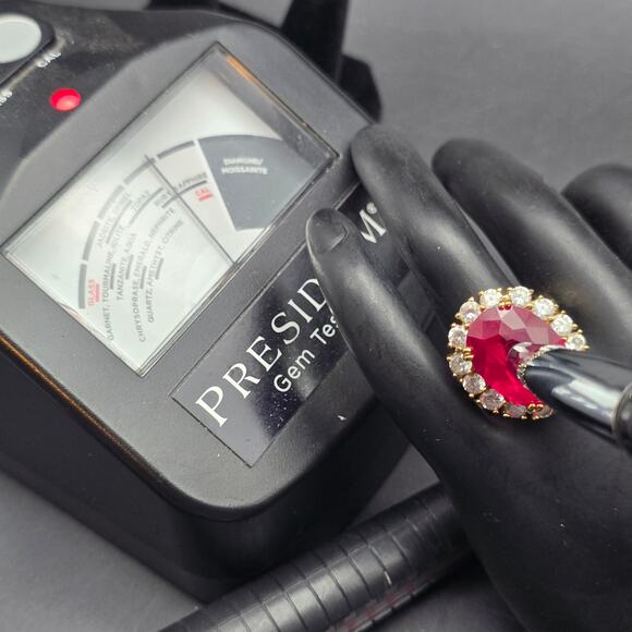 JBK Jacqueline Kennedy Ruby Ring 925 Size 8 Sterling Silver - Picture 9 of 10